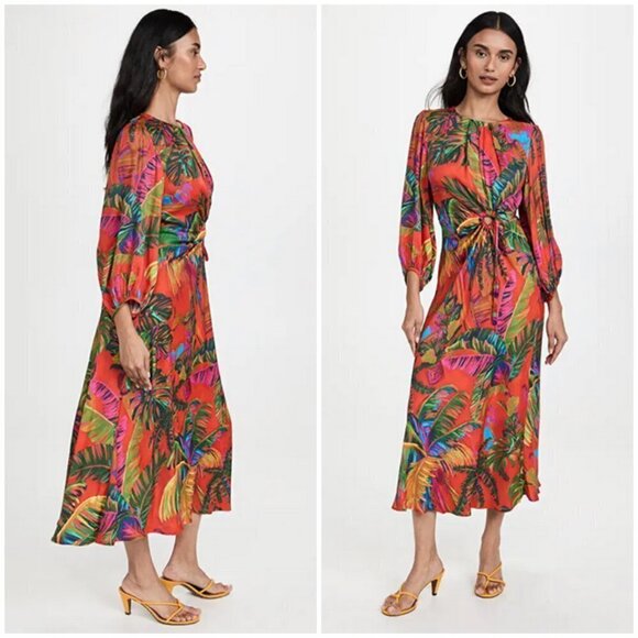 💕FARM RIO💕 Urban Jungle Midi Dress ~ XS NWT - Picture 5 of 16